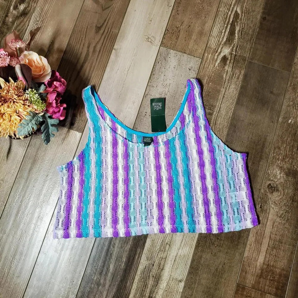 NWT Wild Fable Multicolor Cool Openwork Swing Tank Top Women's Size Large - Picture 9 of 15